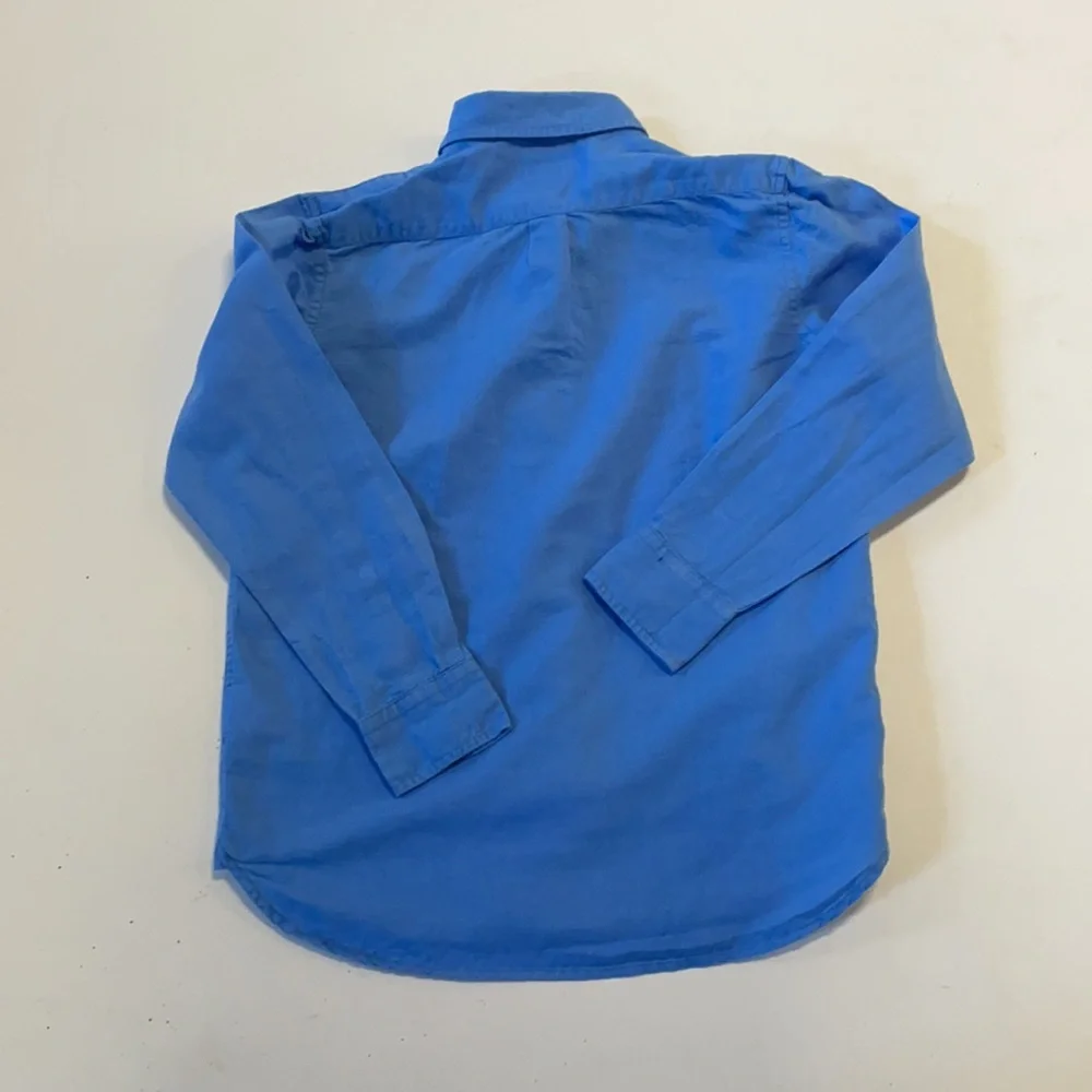 Gap Kids boys M (8) blue linen blend button down long sleeve shirt